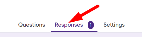 red arrow pointing to responses tab