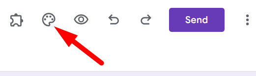 red arrow pointing to the palette icon to customize the form