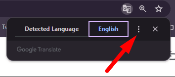 red arrow pointing to three vertical dots in translation tool