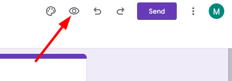 red arrow pointing to the eye icon of google form