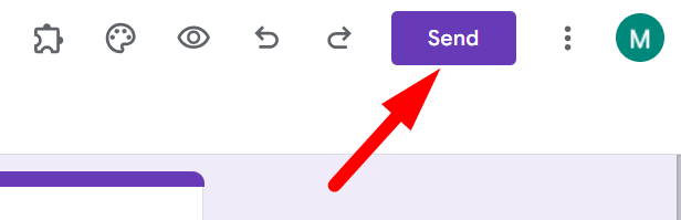 red arrow pointing to the ‘Send’ button in a google form