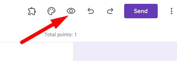 red arrow pointing to the eye icon of google form