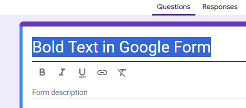 red arrow pointing to “Bold Text in Google Form”