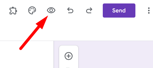 red arrow pointing to eye icon to preview the form