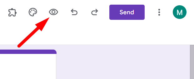 red arrow pointing to eye icon to preview the form