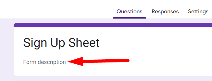 red arrow pointing to “Form description”