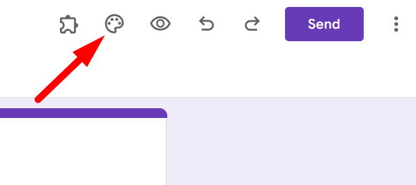 red arrow pointing to the palette icon to customize the form