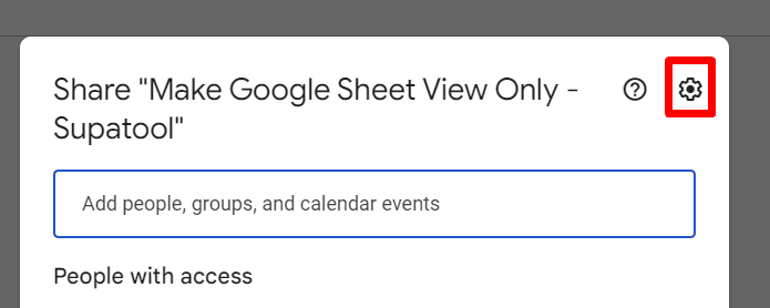 red rectangle highlights cog icon