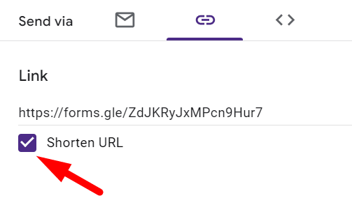 red arrow pointing to “Shorten URL” check  button when it is checked