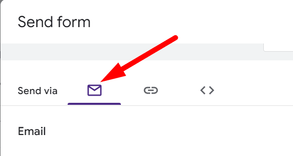 red arrow pointing to email icon