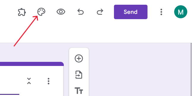 red arrow pointing to the palette icon to customize the form