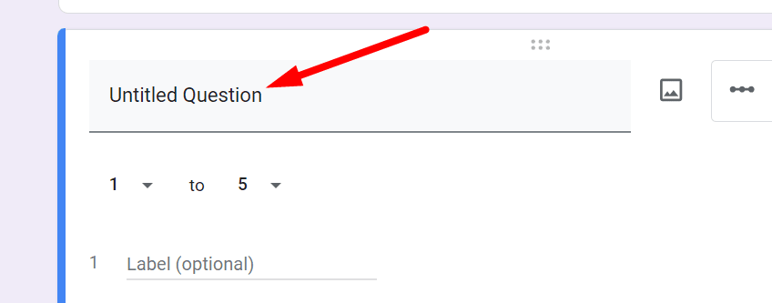 red arrow pointing to untitled question field