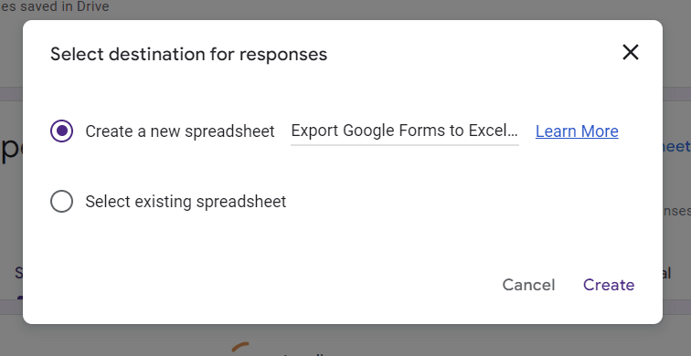 pop up window to choose the destination for responses