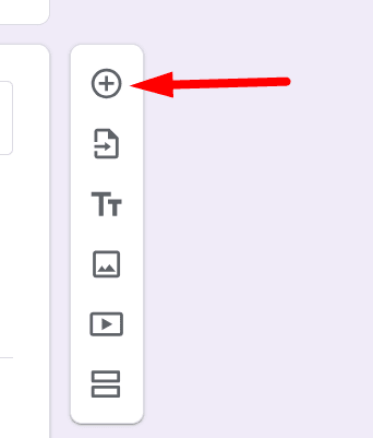 red arrow pointing to add question button