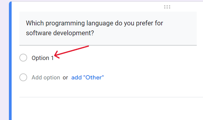 red arrow pointing to option 1