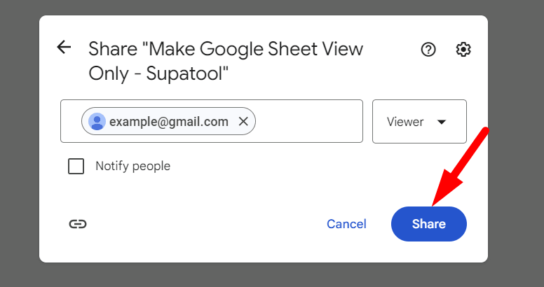 red arrow pointing to ‘Share’ button