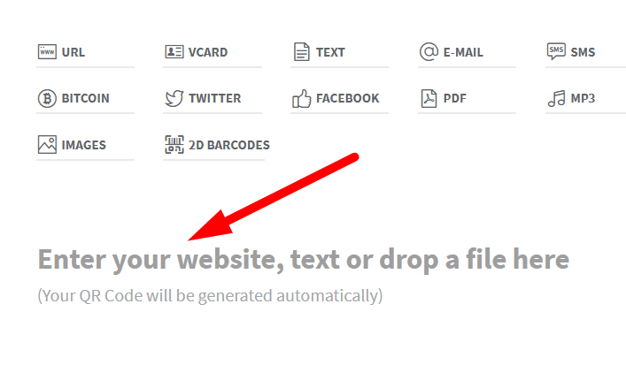 red arrow pointing to “Enter your website” in the URL field