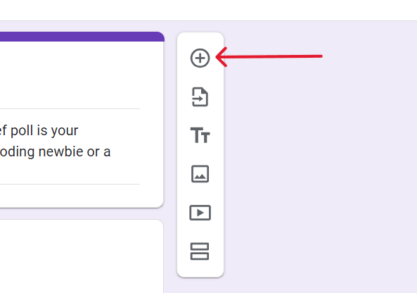 red arrow pointing to add question button