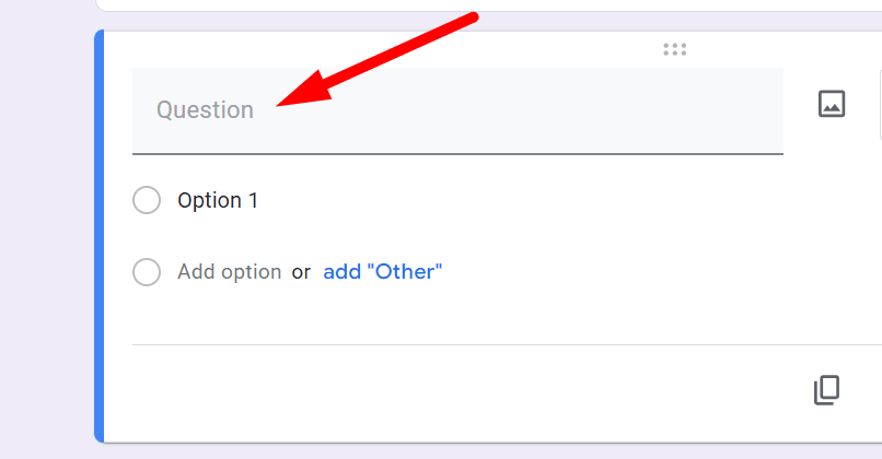 red arrow pointing to question field