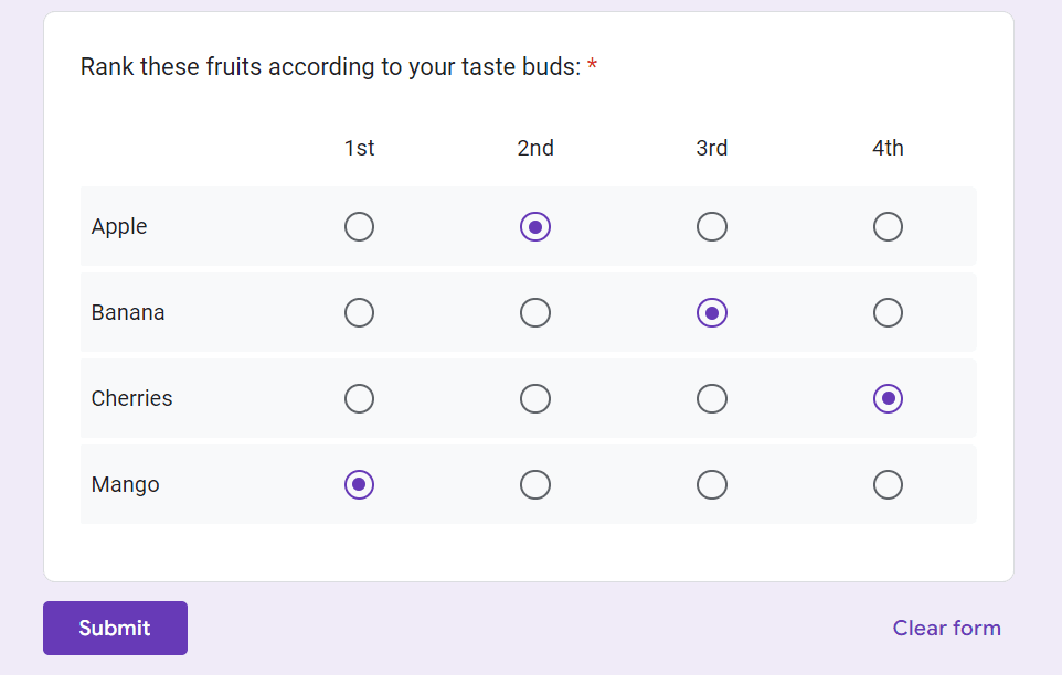 google form before submitting