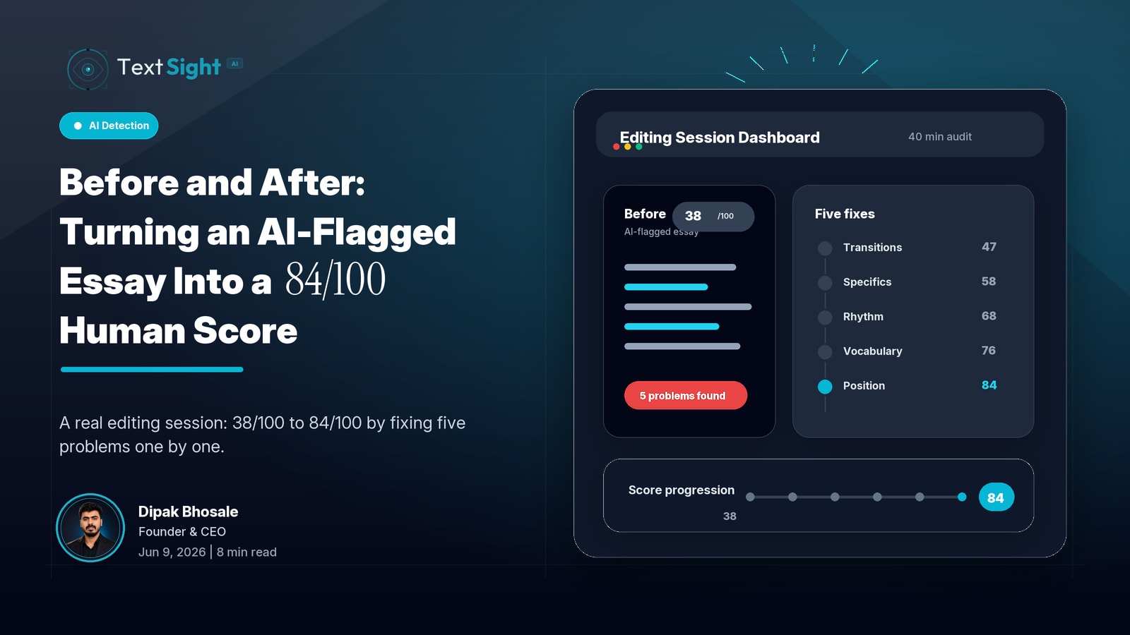 Before and After: Turning an AI-Flagged Essay Into a 84/100 Human Score