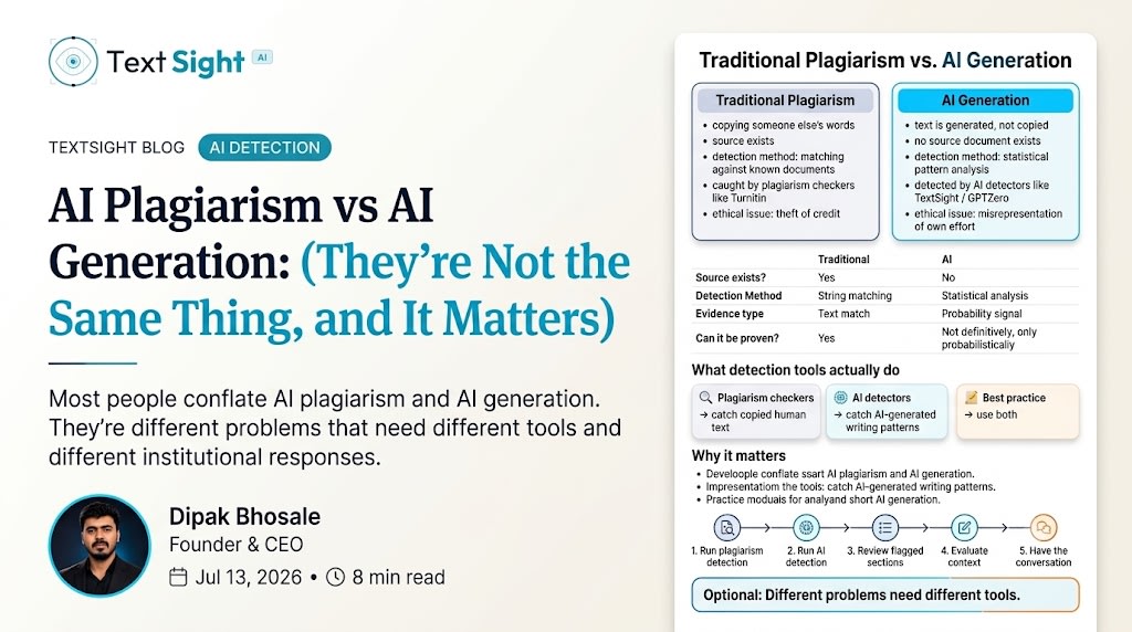AI Plagiarism vs AI Generation: They're Not the Same Thing, and It Matters