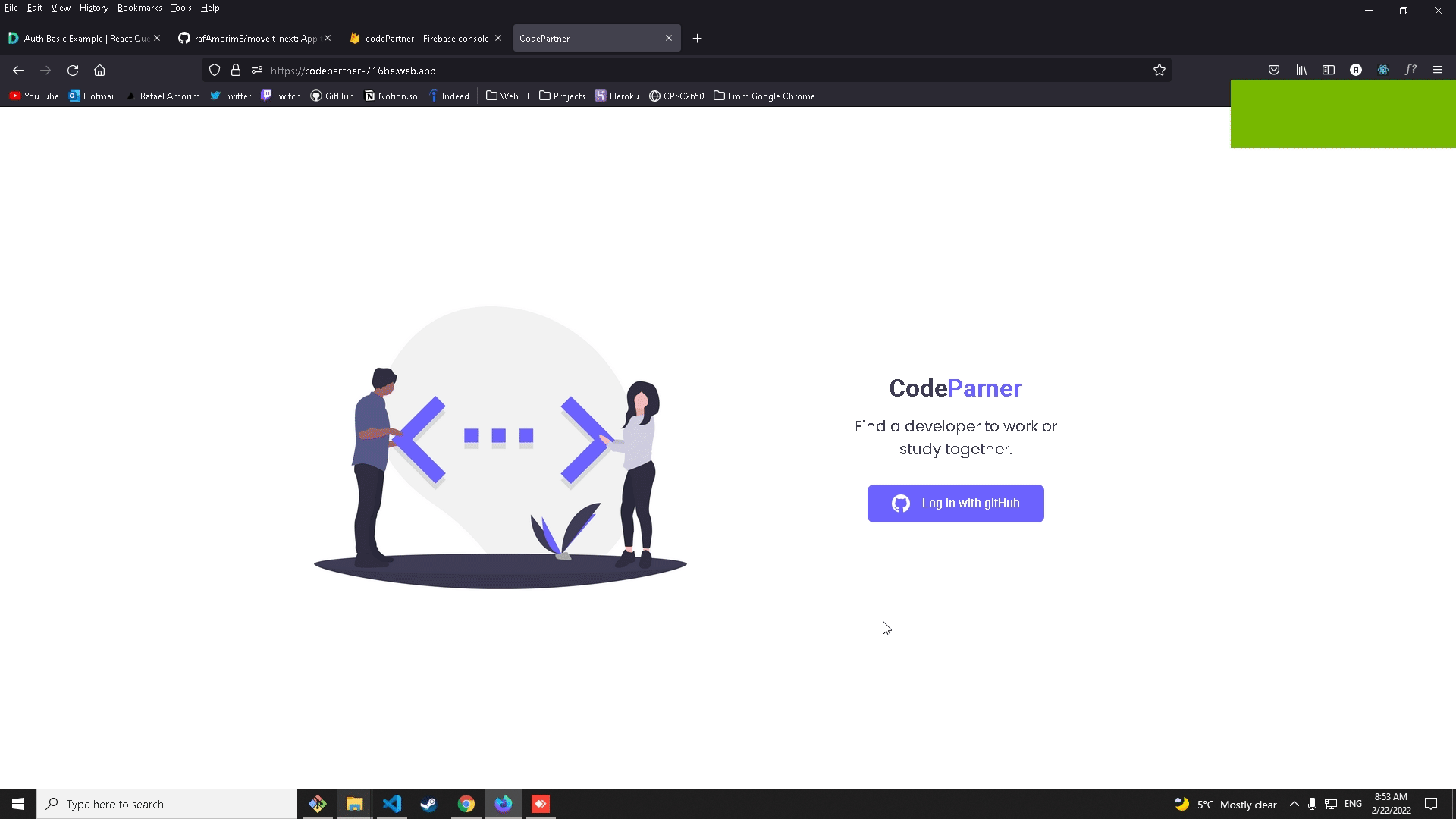 GitHub - rafAmorim8/codePartnerWeb: An app that helps developers to ...
