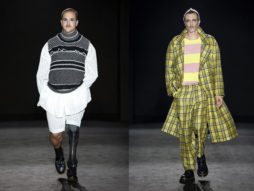 2 Male models with leg amputation parading at Barcelona fashion week.