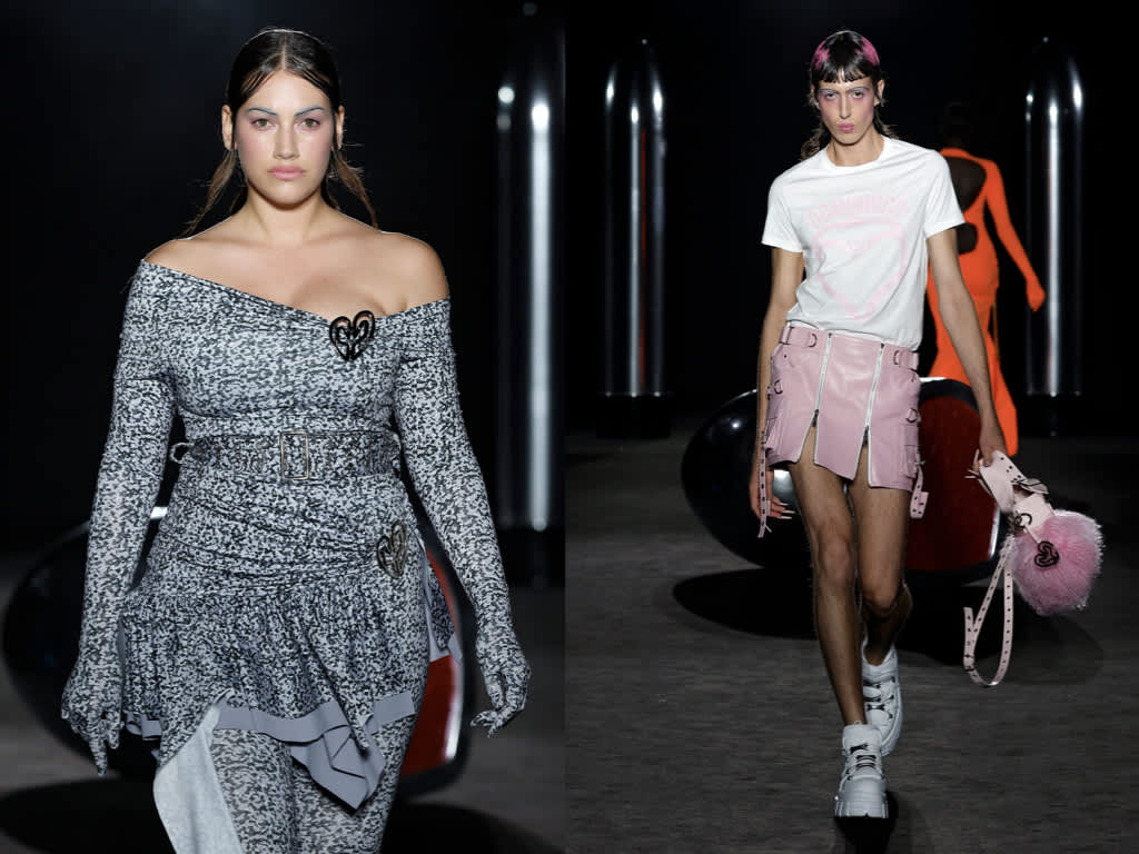 Models of different genders and sizes, parading in Barcelona.