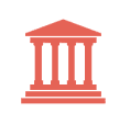 Red icon of city council. City councils and local governments.