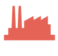 Red icon of an industry.