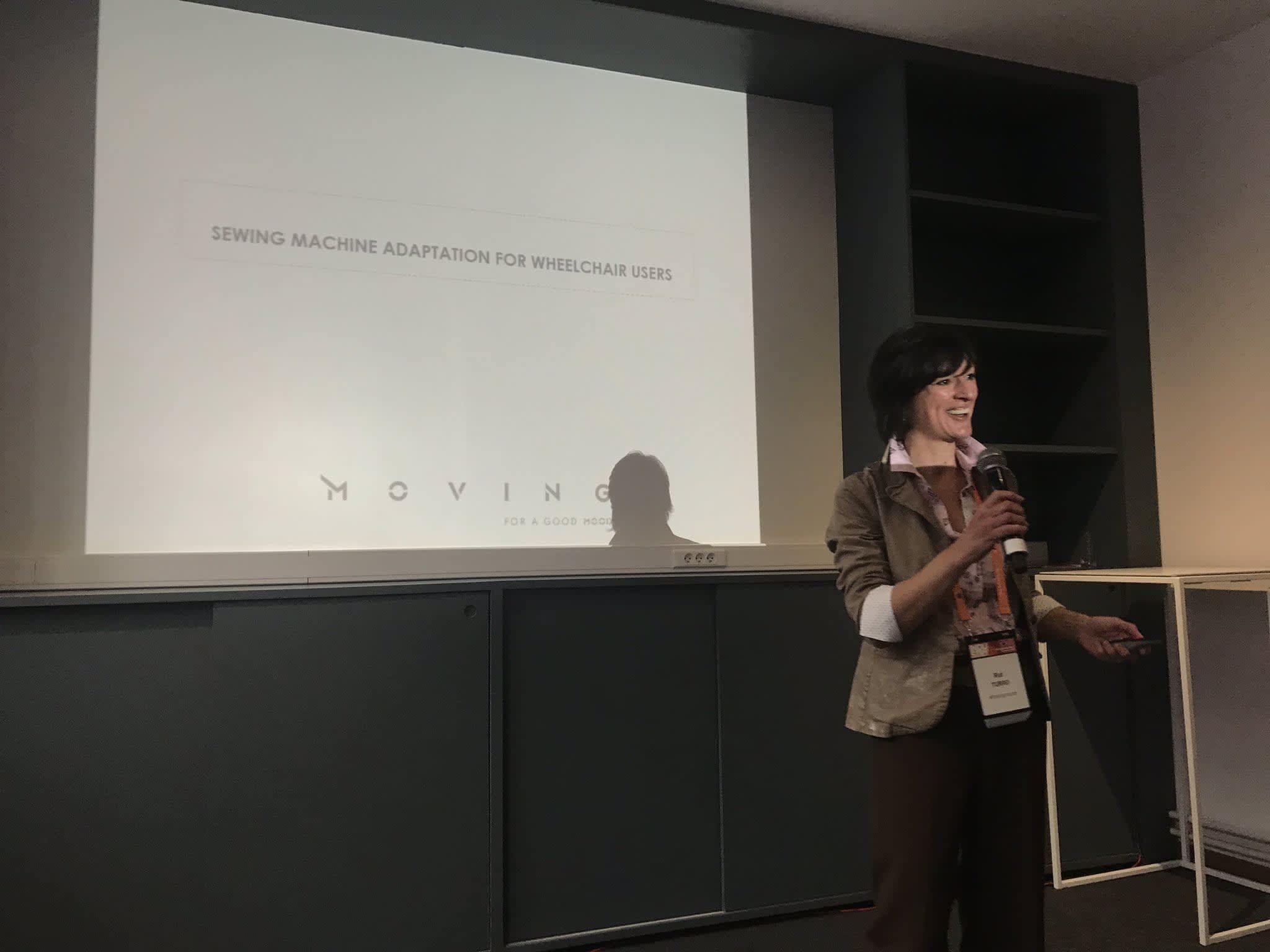 Inclusive fashion design speech in Brussels, 2019.