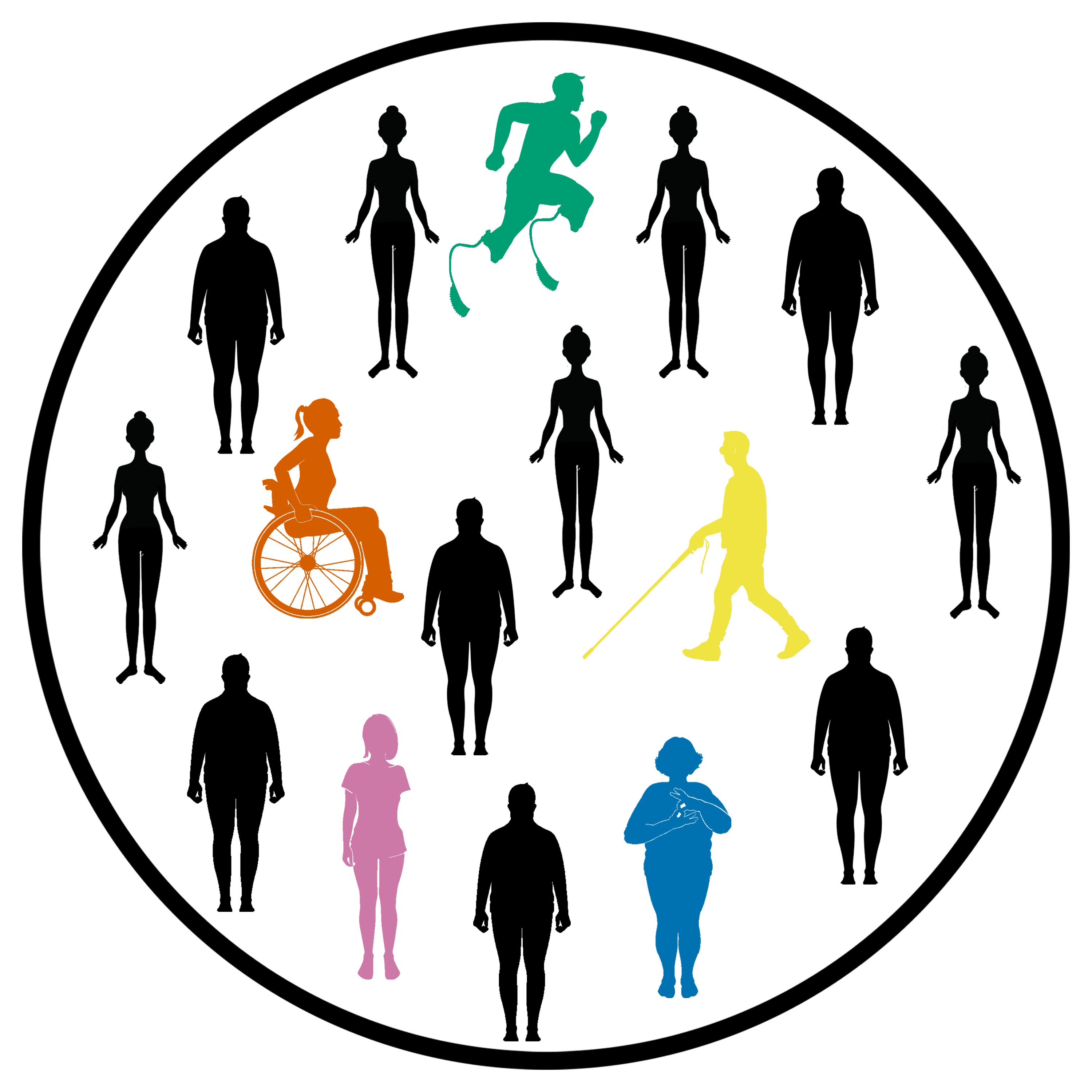 Inclusión. UN solo círculo con personas con y sin discapacidad.