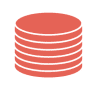 Red icon of data collection.