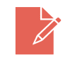 Red icon of a paper and pen.