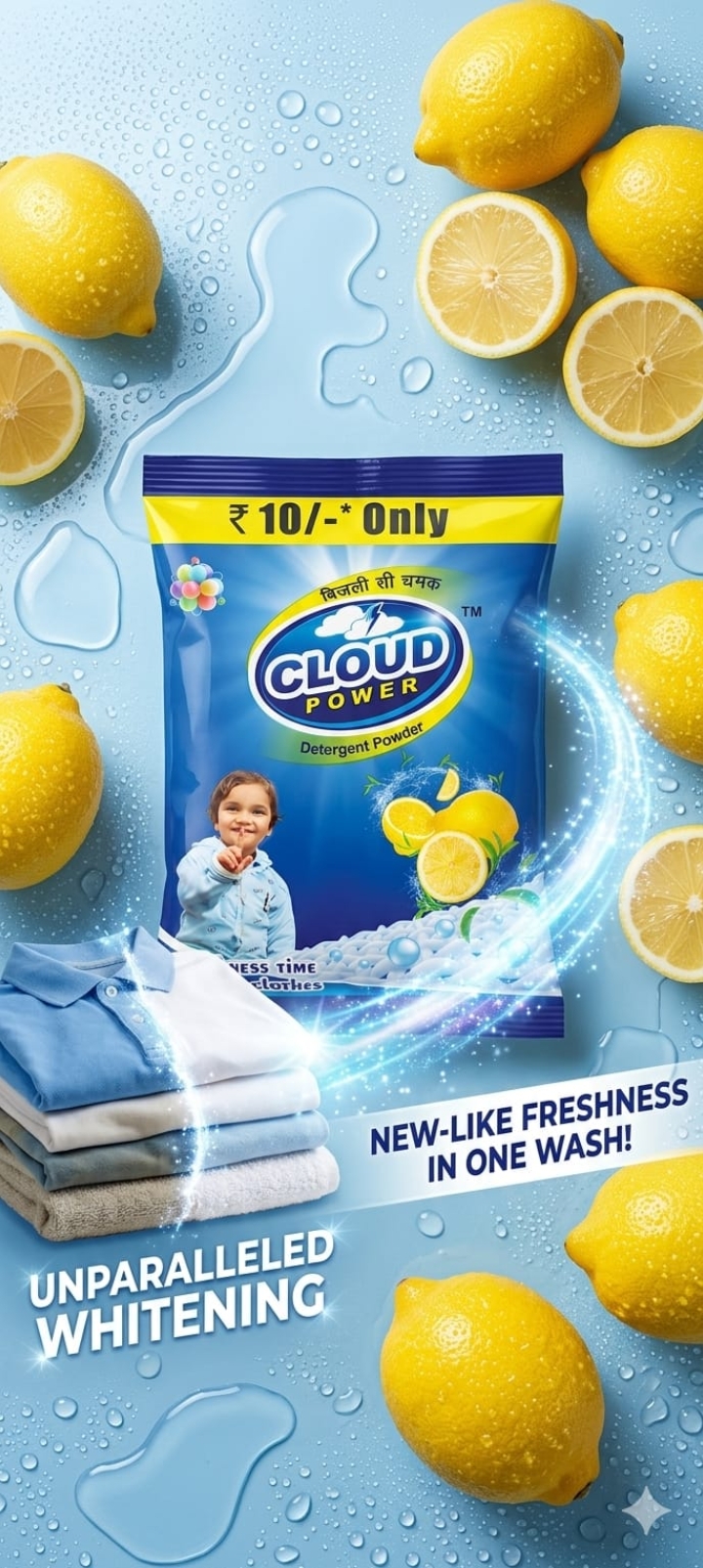 🍋 Cloud Power Detergent Powder (Lemon Pack)