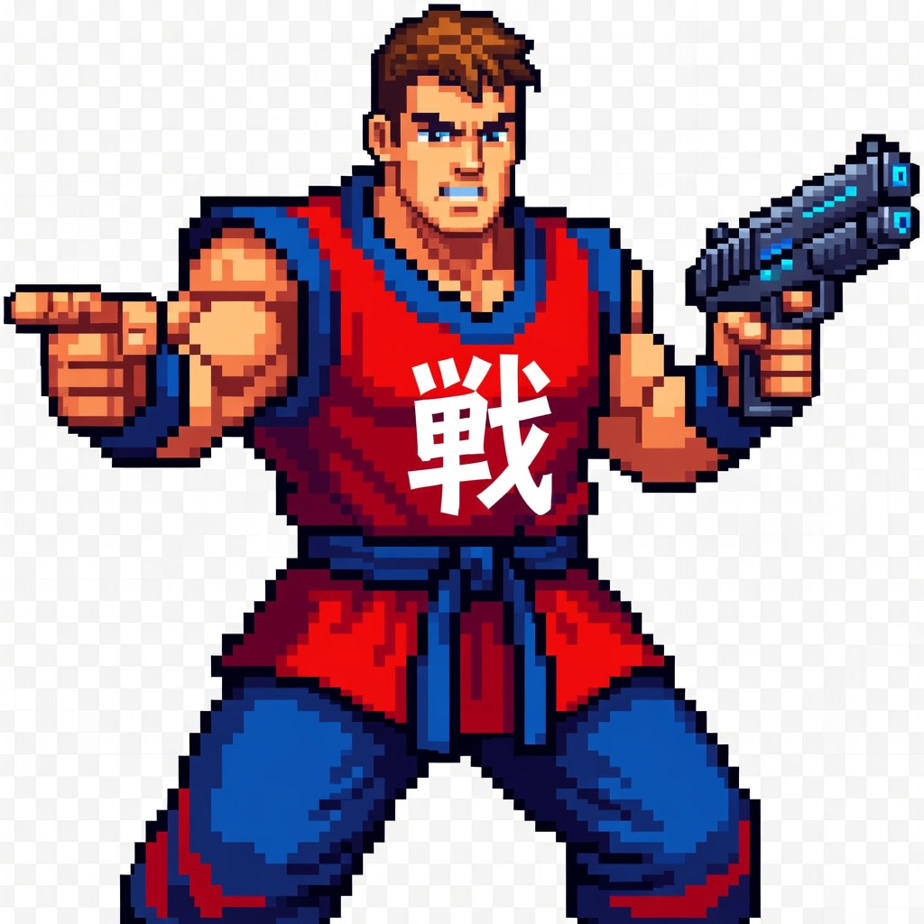 Player - Retro Warrior with Gun