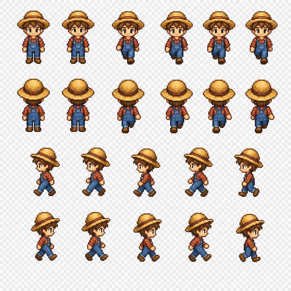Boy Farmer Sprite Sheet