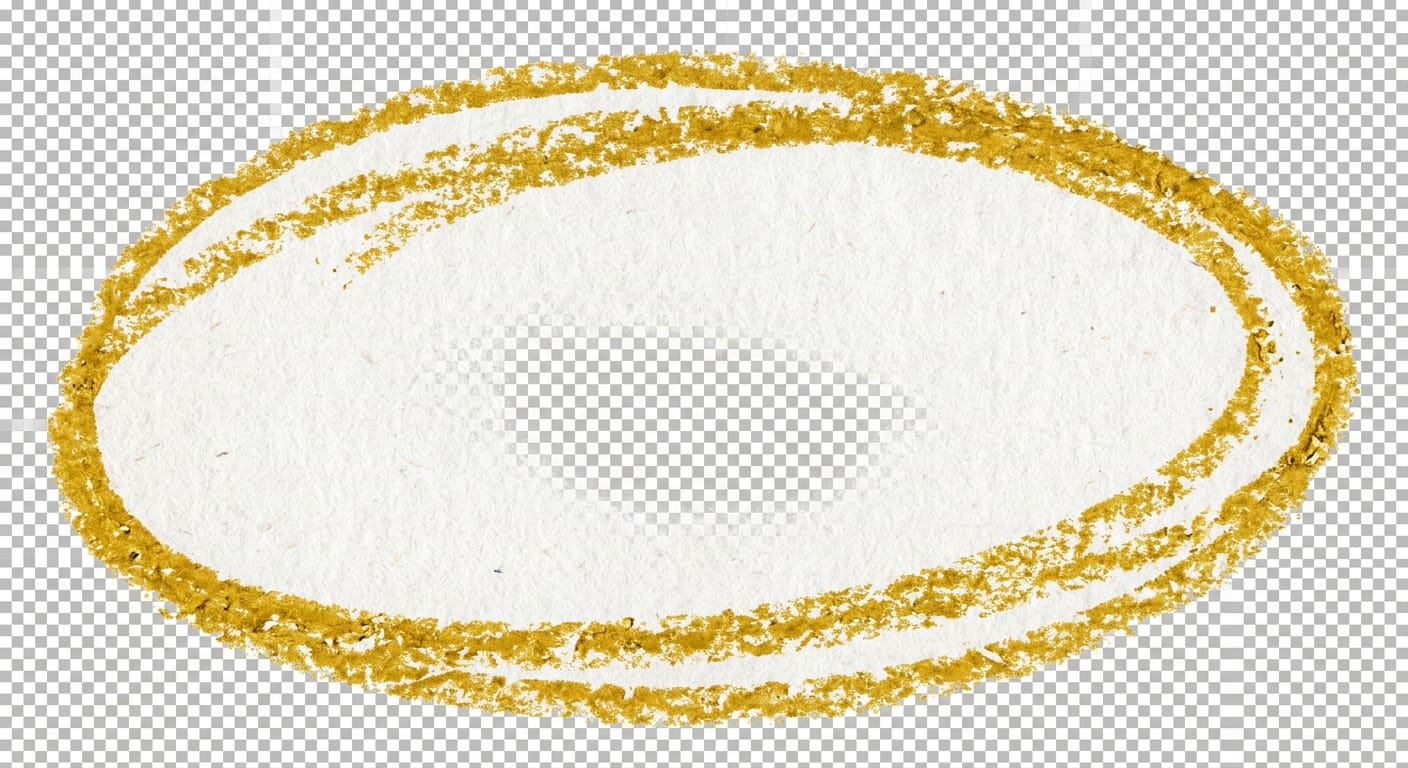 Image: A hand-drawn crayon circle highlight, drawn with a