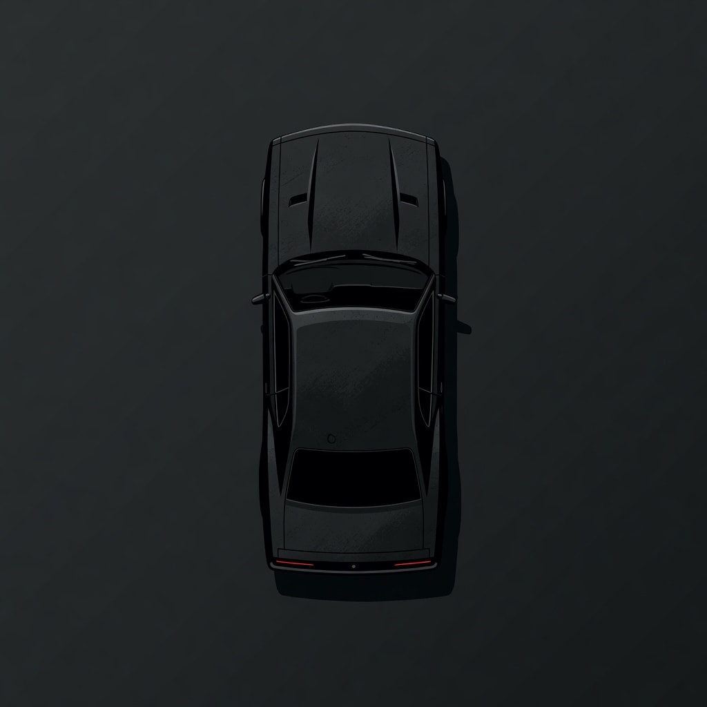 Top-down dark sedan car (3 / 4)