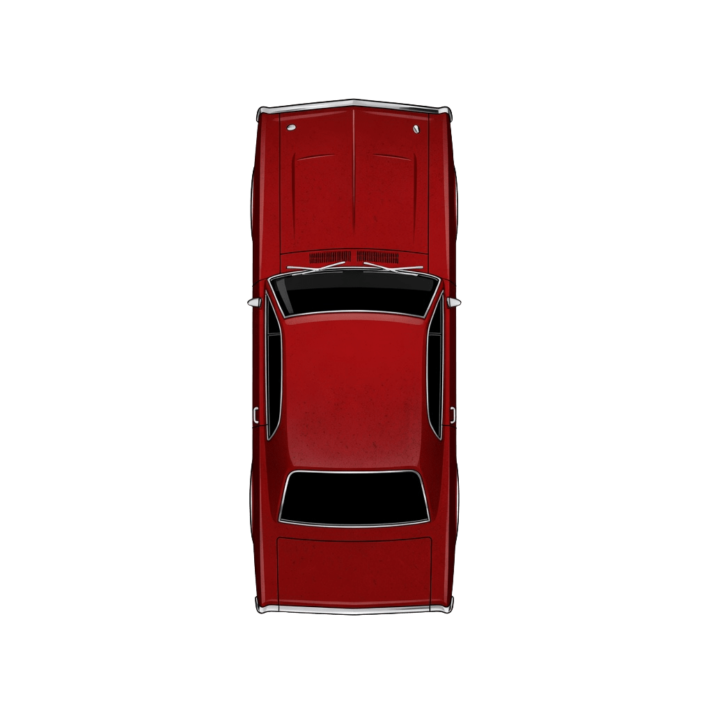 top-down muscle car red