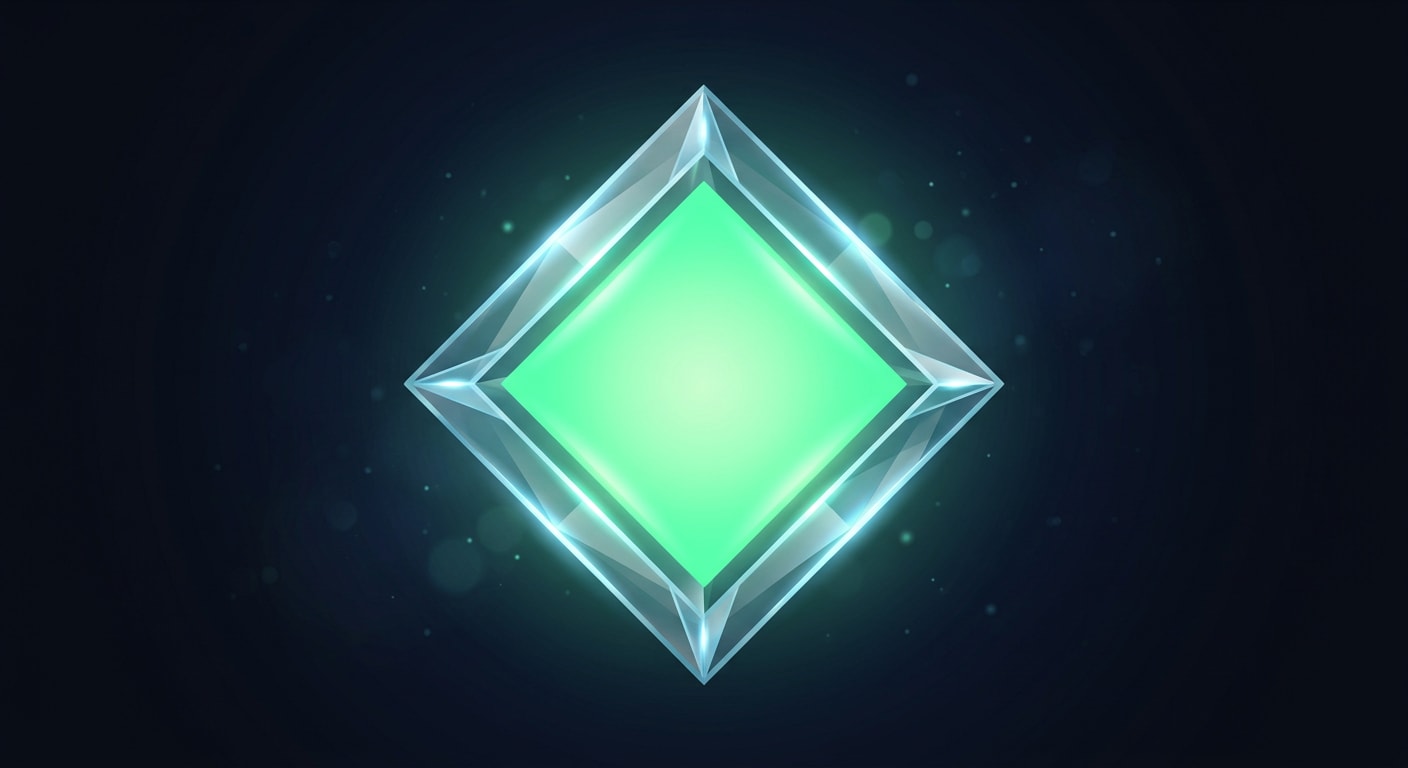 Image: single game token shaped like diamond, mint green