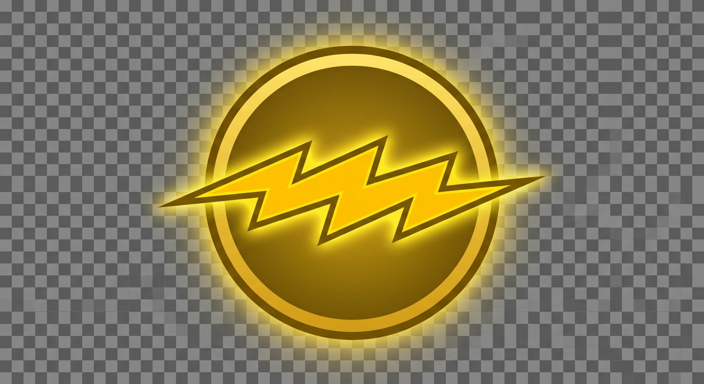 Image: simple game badge icon, horizontal lightning bolt,