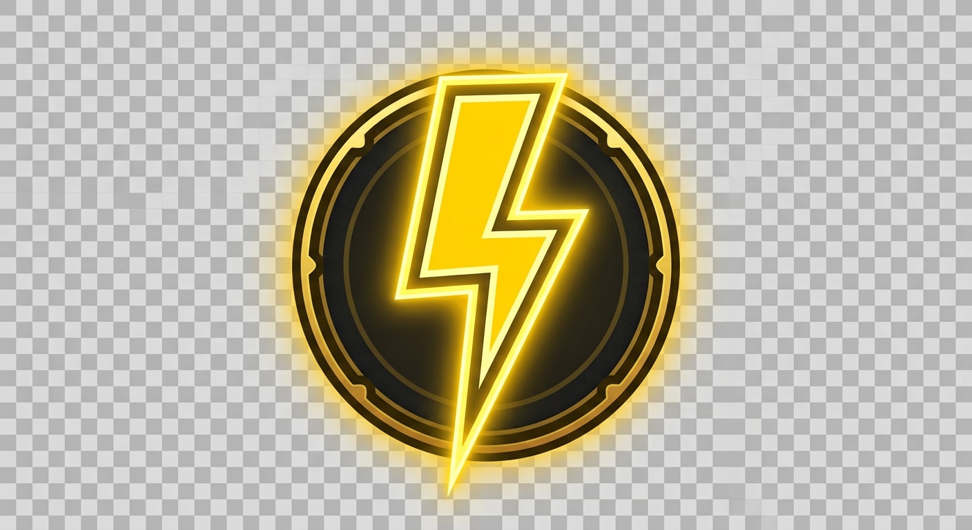 Image: simple game badge icon, vertical lightning bolt, g