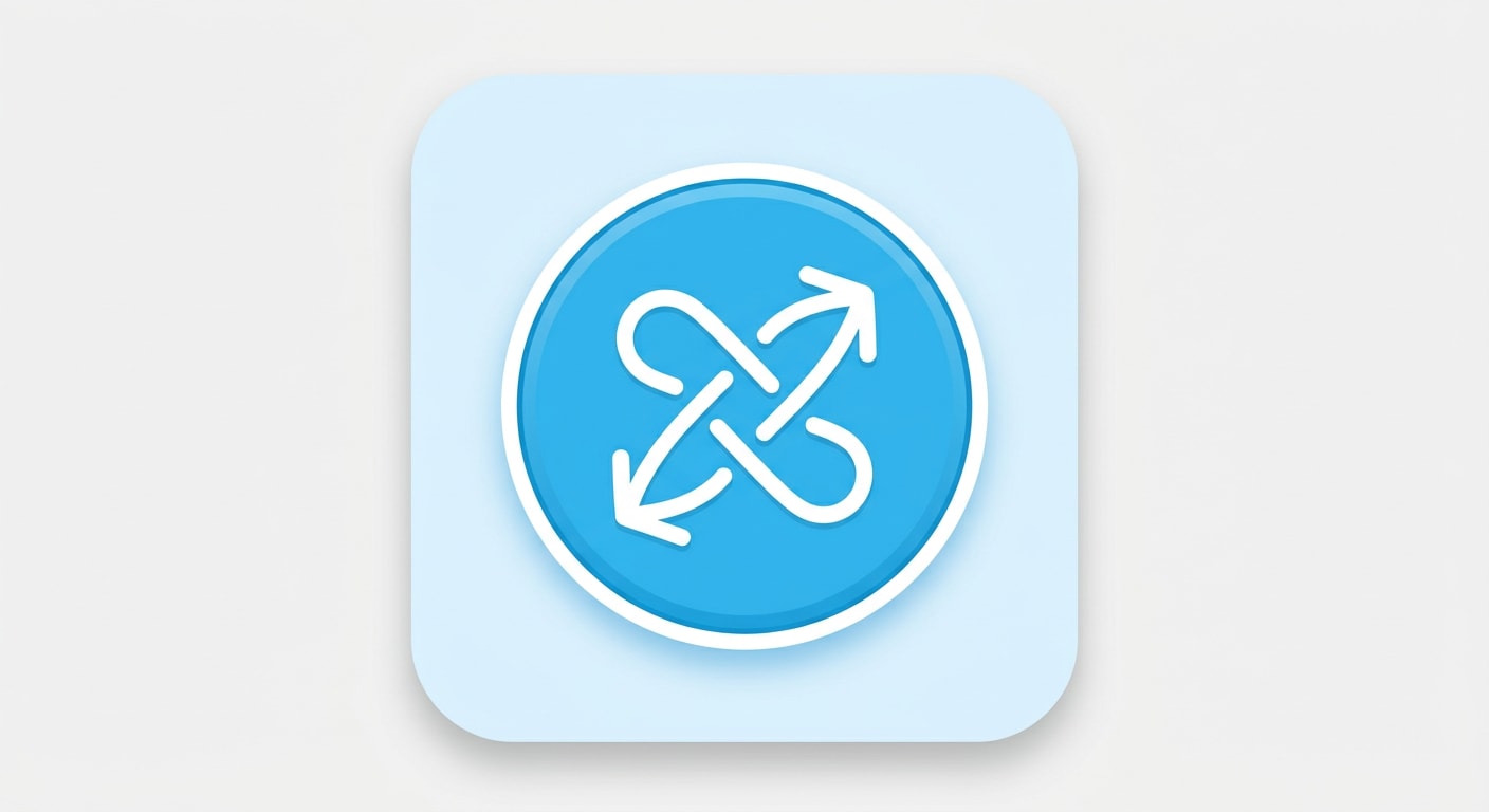 Image: simple game button icon, crisscross circular arrow