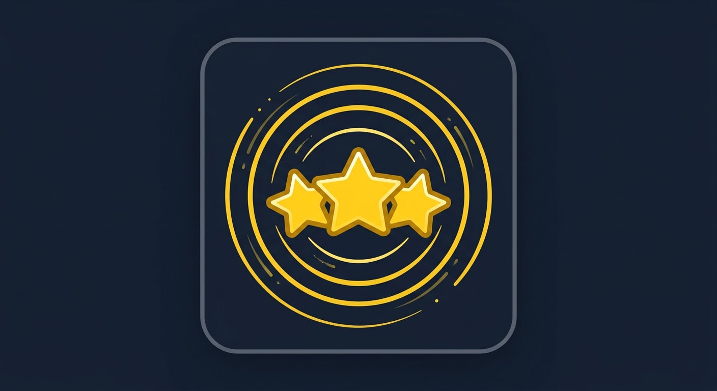 Image: simple game button icon, three connected stars spr