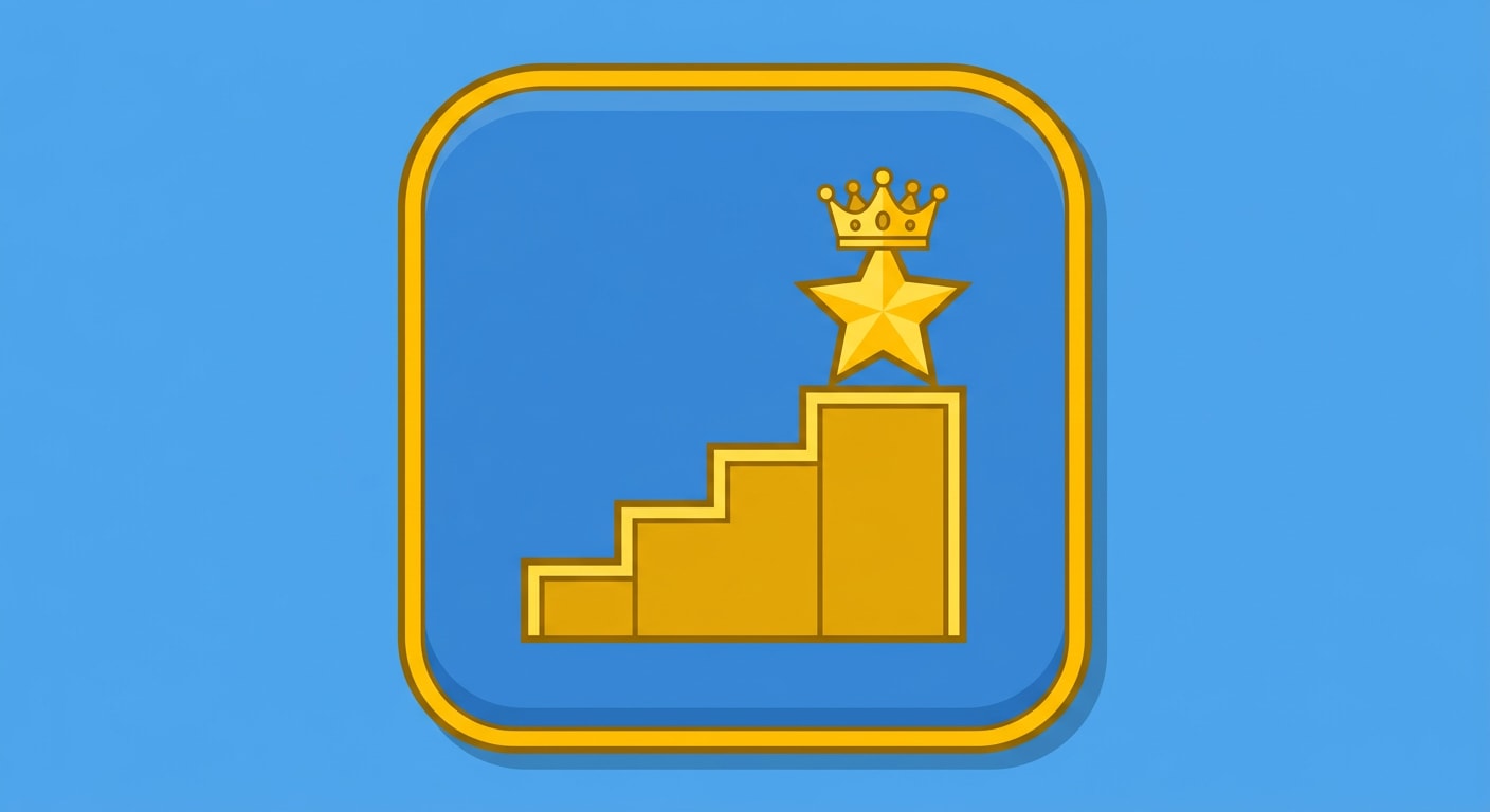 Image: simple game button icon, staircase podium with sta