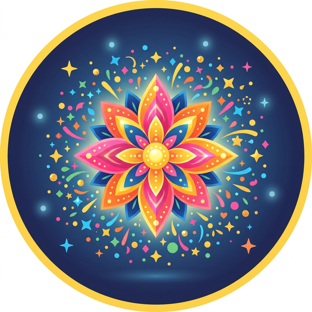 Image: game icon, blooming star flower with celebration s