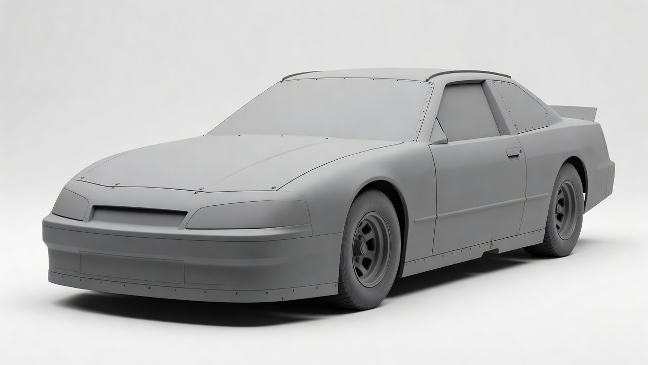 1990s-2000s NASCAR stock car clean base - fixed no hood spoiler, full wheels (1 / 4)