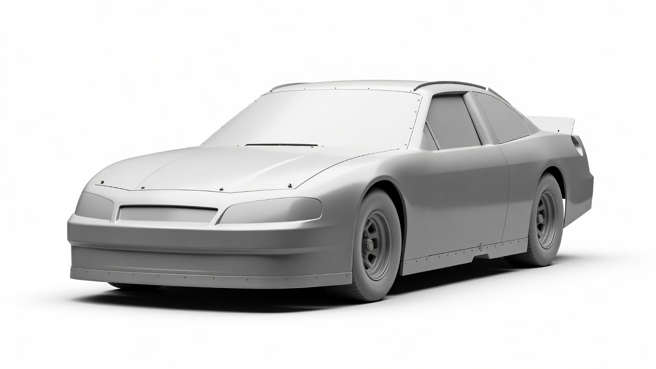 1990s-2000s NASCAR stock car clean base - fixed no hood spoiler, full wheels (4 / 4)